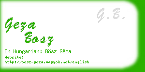 geza bosz business card